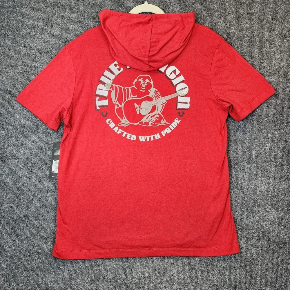NWT True Religion Circular Hooded Tee Men's Streetwear Y2K Logo Graphic Size S